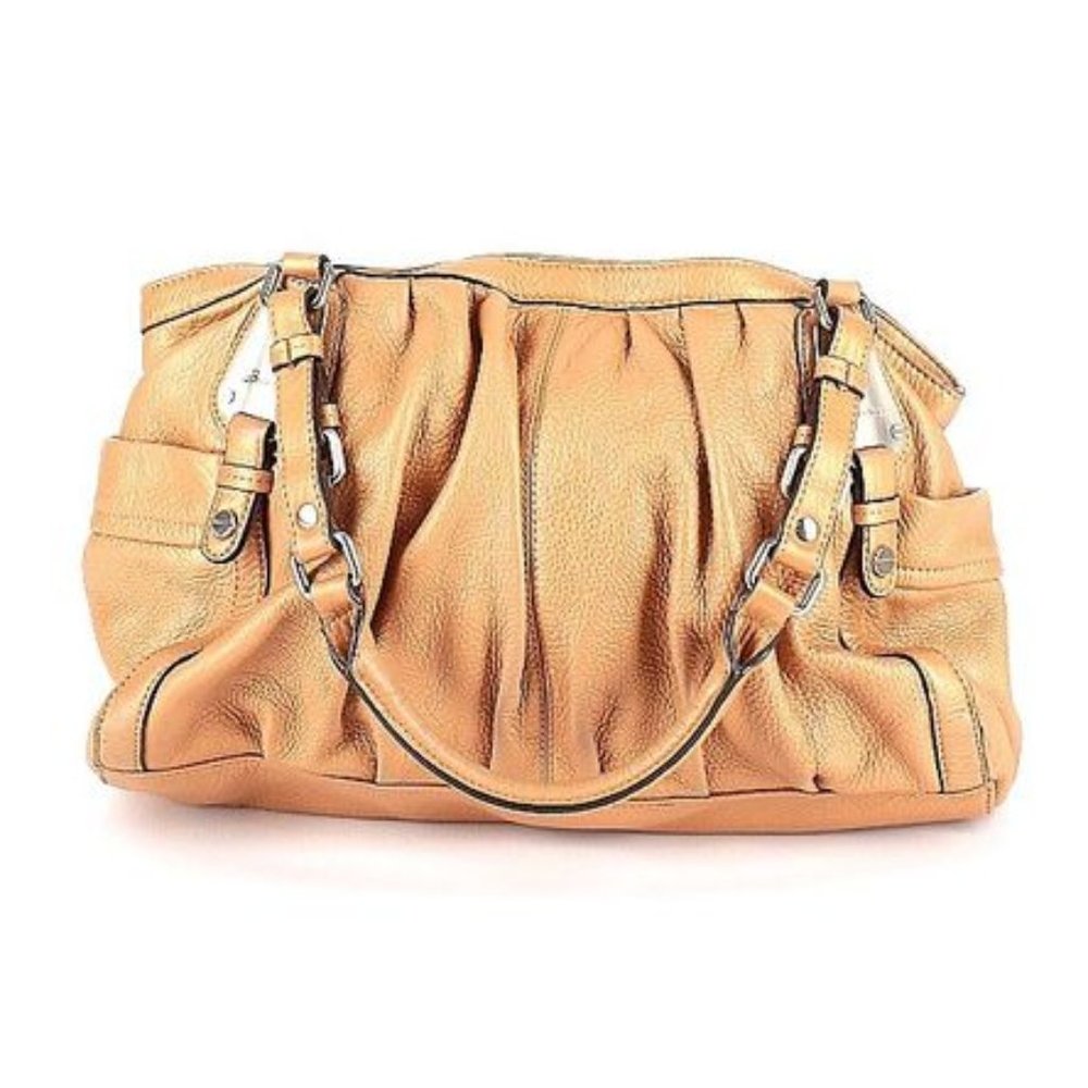 B Makowsky tan leather shoulder bag +🎁
